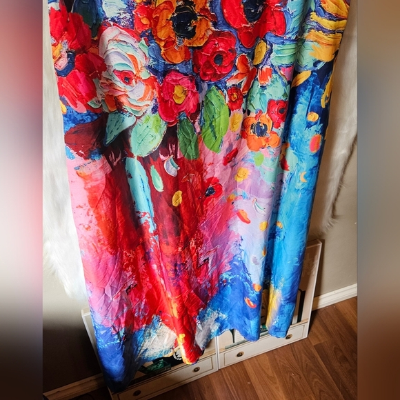SHEIN Work Of Art Painting Floral Maxi Dress - Picture 6 of 8